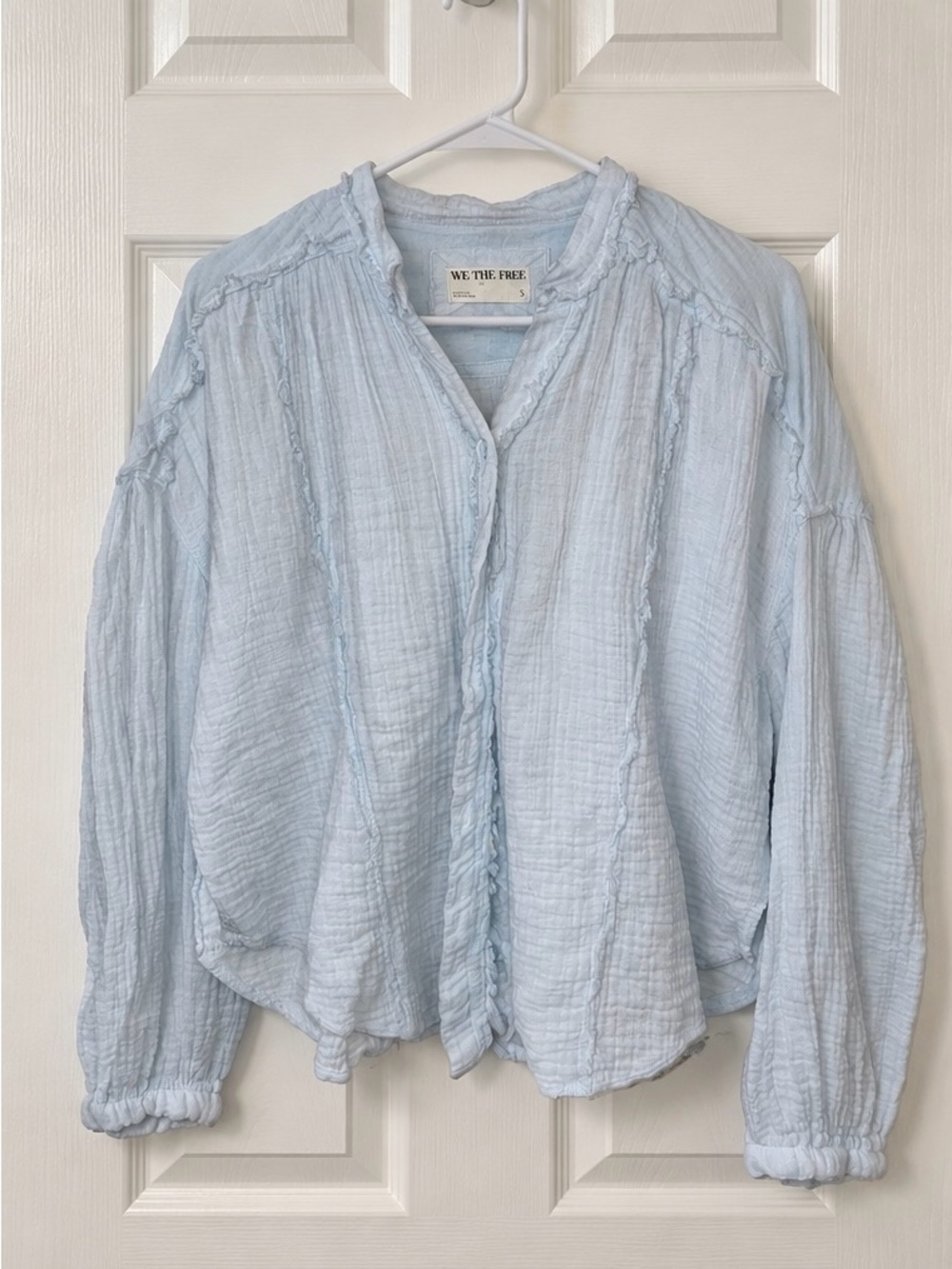 Free People Pale Blue Gauze Shirt